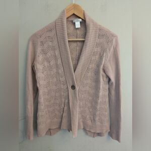 Garnet Hill Cashmere Blush Pointelle Knit Cardigan Size S